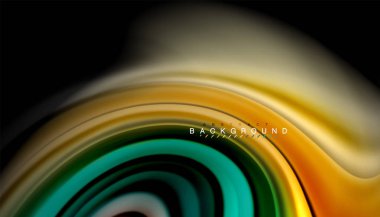 Siyah arkaplanda soyut dalga çizgileri sıvı gökkuşağı stili renk çizgileri