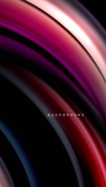 Siyah arkaplanda soyut dalga çizgileri sıvı gökkuşağı stili renk çizgileri