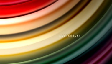 Dalga satırları sıvı gökkuşağı tarzı renk çizgili siyah arka plan üzerine soyut. Sunum, app duvar kağıdı, başlık sayfası veya poster için sanatsal illüstrasyon vektör