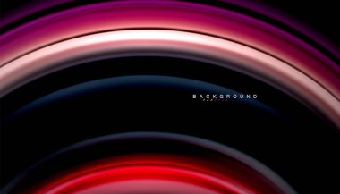 Siyah arkaplanda soyut dalga çizgileri sıvı gökkuşağı stili renk çizgileri