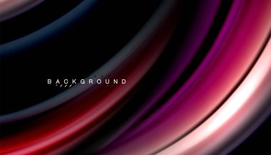 Siyah arkaplanda soyut dalga çizgileri sıvı gökkuşağı stili renk çizgileri