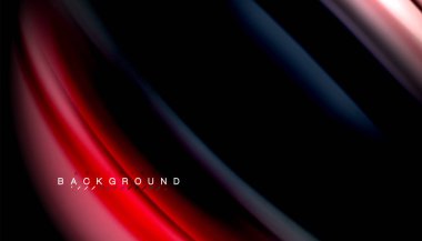 Siyah arkaplanda soyut dalga çizgileri sıvı gökkuşağı stili renk çizgileri