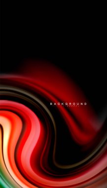 Siyah arkaplanda soyut dalga çizgileri sıvı gökkuşağı stili renk çizgileri