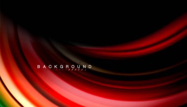 Siyah arkaplanda soyut dalga çizgileri sıvı gökkuşağı stili renk çizgileri