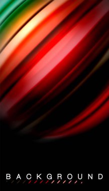 Siyah arkaplanda soyut dalga çizgileri sıvı gökkuşağı stili renk çizgileri