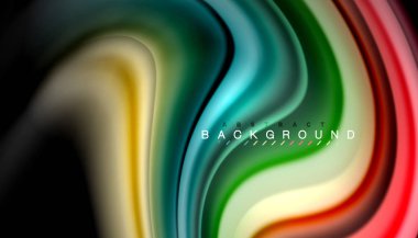 Siyah arkaplanda soyut dalga çizgileri sıvı gökkuşağı stili renk çizgileri