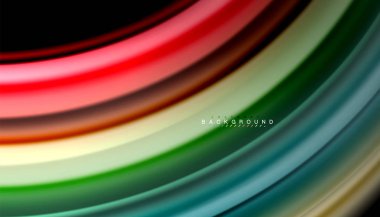 Siyah arkaplanda soyut dalga çizgileri sıvı gökkuşağı stili renk çizgileri