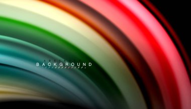 Siyah arkaplanda soyut dalga çizgileri sıvı gökkuşağı stili renk çizgileri