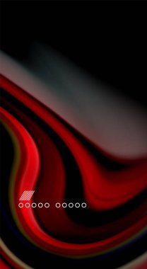 Sıvı gökkuşağı renkleri siyah arka plan üzerinde vektör dalga çizgiler ve kıvrımlar