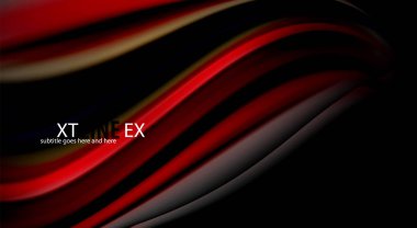 Sıvı gökkuşağı renkleri siyah arka plan üzerinde vektör dalga çizgiler ve kıvrımlar