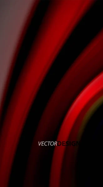 Couleurs arc-en-ciel fluides sur fond noir, lignes d'ondes vectorielles et tourbillons — Image vectorielle