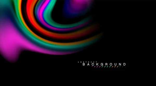 Fluid Rainbow Colors Black Background Vector Wave Lines Swirls Artistic — Stock Vector