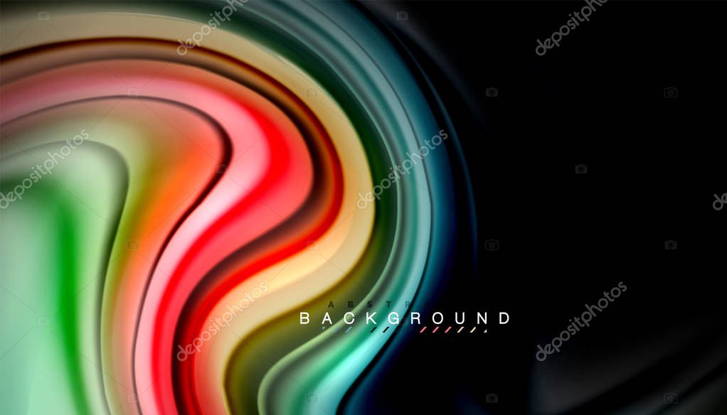 Abstract wave lines fluid rainbow style color stripes on black background. Vector artistic illustration for presentation, app wallpaper, banner or poster