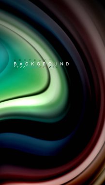 Siyah arkaplanda soyut dalga çizgileri sıvı gökkuşağı stili renk çizgileri