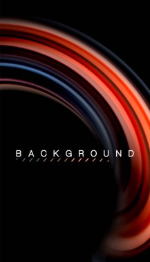 Siyah arkaplanda soyut dalga çizgileri sıvı gökkuşağı stili renk çizgileri