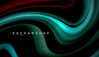 Siyah arkaplanda soyut dalga çizgileri sıvı gökkuşağı stili renk çizgileri