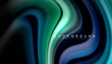 Siyah arkaplanda soyut dalga çizgileri sıvı gökkuşağı stili renk çizgileri