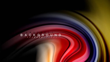 Siyah arkaplanda soyut dalga çizgileri sıvı gökkuşağı stili renk çizgileri