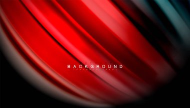 Siyah arkaplanda soyut dalga çizgileri sıvı gökkuşağı stili renk çizgileri