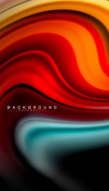 Siyah arkaplanda soyut dalga çizgileri sıvı gökkuşağı stili renk çizgileri