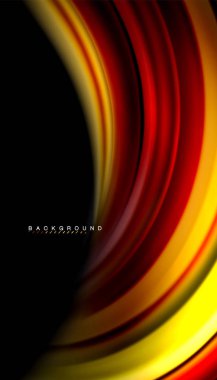 Siyah arkaplanda soyut dalga çizgileri sıvı gökkuşağı stili renk çizgileri