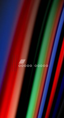 Sıvı gökkuşağı renkleri siyah arka plan üzerinde vektör dalga çizgiler ve kıvrımlar