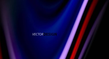 Sıvı gökkuşağı renkleri siyah arka plan üzerinde vektör dalga çizgiler ve kıvrımlar