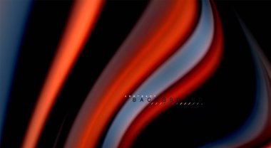 Sıvı gökkuşağı renkleri siyah arka plan üzerinde vektör dalga çizgiler ve kıvrımlar