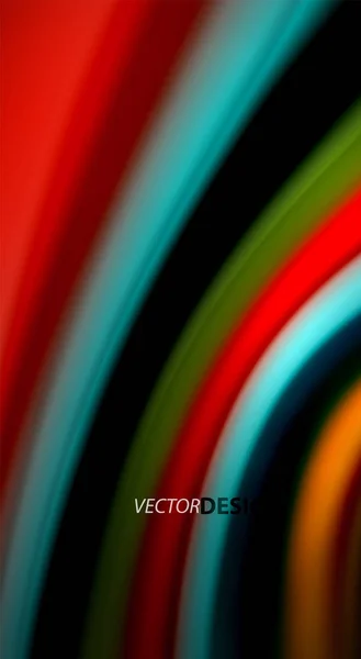 Couleurs arc-en-ciel fluides sur fond noir, lignes d'ondes vectorielles et tourbillons — Image vectorielle