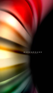 Siyah arkaplanda soyut dalga çizgileri sıvı gökkuşağı stili renk çizgileri