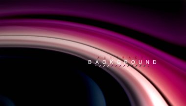 Siyah arkaplanda soyut dalga çizgileri sıvı gökkuşağı stili renk çizgileri