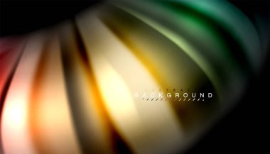 Siyah arkaplanda soyut dalga çizgileri sıvı gökkuşağı stili renk çizgileri