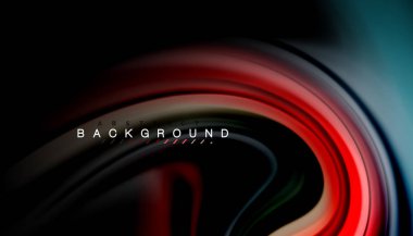 Siyah arkaplanda soyut dalga çizgileri sıvı gökkuşağı stili renk çizgileri