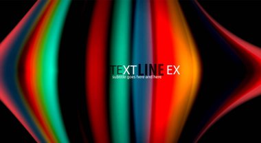 Dalga satırları sıvı gökkuşağı tarzı renk çizgili siyah arka plan üzerine soyut. Sunum, app duvar kağıdı, başlık sayfası veya poster için sanatsal illüstrasyon