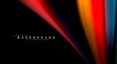 Dalga satırları sıvı gökkuşağı tarzı renk çizgili siyah arka plan üzerine soyut. Sunum, app duvar kağıdı, başlık sayfası veya poster için sanatsal illüstrasyon vektör