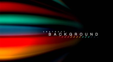 Dalga satırları sıvı gökkuşağı tarzı renk çizgili siyah arka plan üzerine soyut. Sunum, app duvar kağıdı, başlık sayfası veya poster için sanatsal illüstrasyon