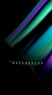 Dalga satırları sıvı gökkuşağı tarzı renk çizgili siyah arka plan üzerine soyut. Sunum, app duvar kağıdı, başlık sayfası veya poster için sanatsal illüstrasyon