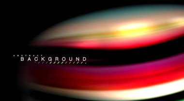 Dalga satırları sıvı gökkuşağı tarzı renk çizgili siyah arka plan üzerine soyut. Sunum, app duvar kağıdı, başlık sayfası veya poster için sanatsal illüstrasyon