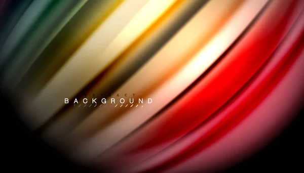 Lignes d'onde abstraites bandes de couleur fluide de style arc-en-ciel sur fond noir — Image vectorielle
