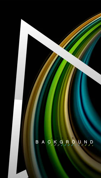 Vloeibare vloeistof kleuren holografische design met metallic stijl lijn vorm — Stockvector