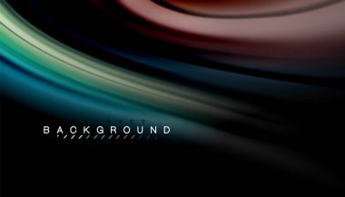 Siyah arkaplanda soyut dalga çizgileri sıvı gökkuşağı stili renk çizgileri