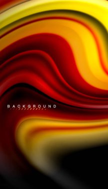 Siyah arkaplanda soyut dalga çizgileri sıvı gökkuşağı stili renk çizgileri