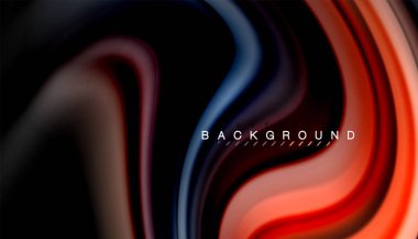 Siyah arkaplanda soyut dalga çizgileri sıvı gökkuşağı stili renk çizgileri