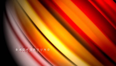 Siyah arkaplanda soyut dalga çizgileri sıvı gökkuşağı stili renk çizgileri