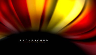 Siyah arkaplanda soyut dalga çizgileri sıvı gökkuşağı stili renk çizgileri