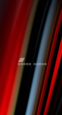 Sıvı gökkuşağı renkleri siyah arka plan üzerinde vektör dalga çizgiler ve kıvrımlar