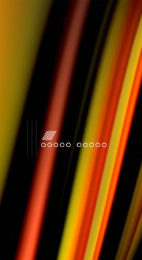 Sıvı gökkuşağı renkleri siyah arka plan üzerinde vektör dalga çizgiler ve kıvrımlar