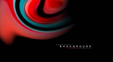 Sıvı gökkuşağı renkleri siyah arka plan üzerinde vektör dalga çizgiler ve kıvrımlar