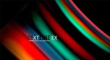 Dalga satırları sıvı gökkuşağı tarzı renk çizgili siyah arka plan üzerine soyut. Sunum, app duvar kağıdı, başlık sayfası veya poster için sanatsal illüstrasyon