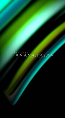 Dalga satırları sıvı gökkuşağı tarzı renk çizgili siyah arka plan üzerine soyut. Sunum, app duvar kağıdı, başlık sayfası veya poster için sanatsal illüstrasyon